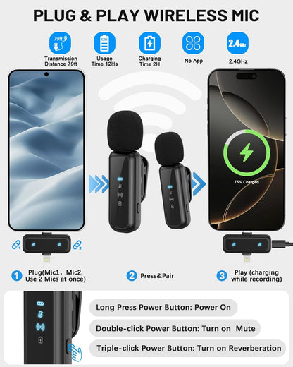 Vlogging Kit for iPhone/Android, 71" Selfie Stick Tripod for iPhone with Light, Wireless Remote & Microphone, Adjustable Phone Tripod for TikTok/YouTube Starter Content Creator Essentials Kit