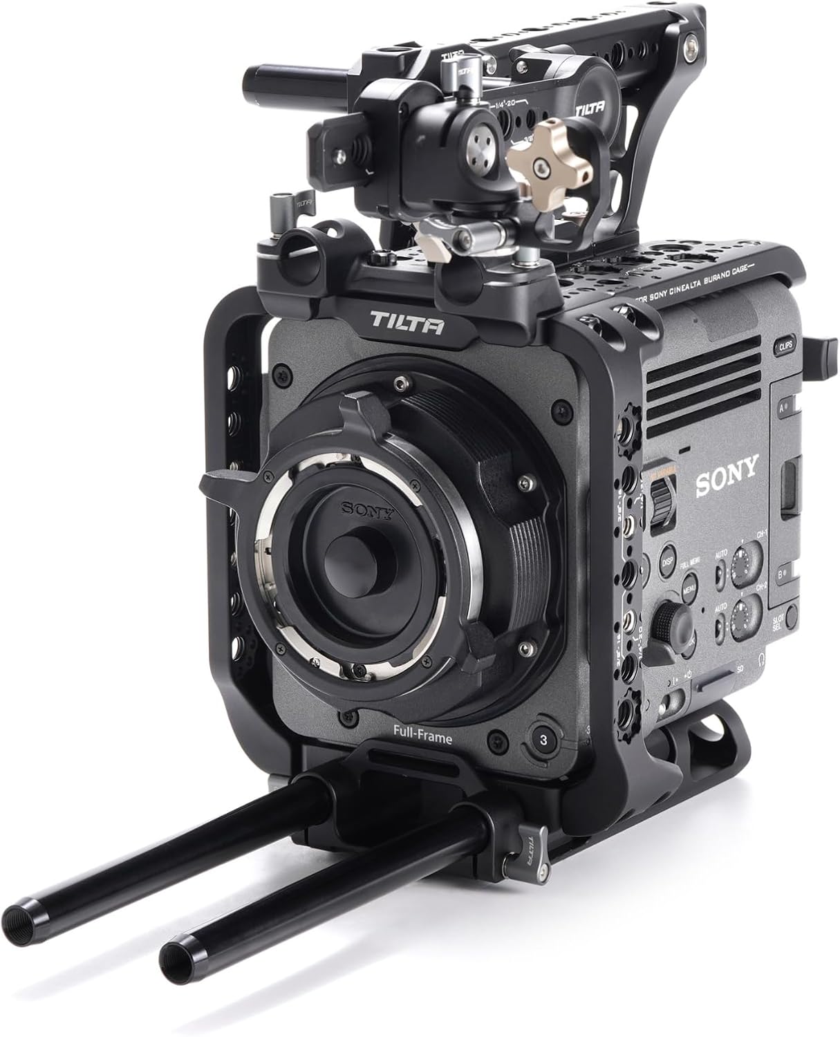 Tilta Camera Cage Compatible with Sony BURANO | Arri Rosettes, 1/4"-20 and 3/8"-16 Threads | w/Top Handle, Left/Right Side Arm, Battery Plate (Full Camera Cage Plus)