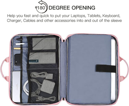 11.6-12.9 Inch Laptop Bag Sleeve Women Ladies TSA Travel Briefcase with Organizer for Lenovo Chromebook Flex 3 11, Macbook Air 13 A2337, Acer Chromebook Spin 311, Surface Pro 7/6/5/4 HP Dell Case,Pink