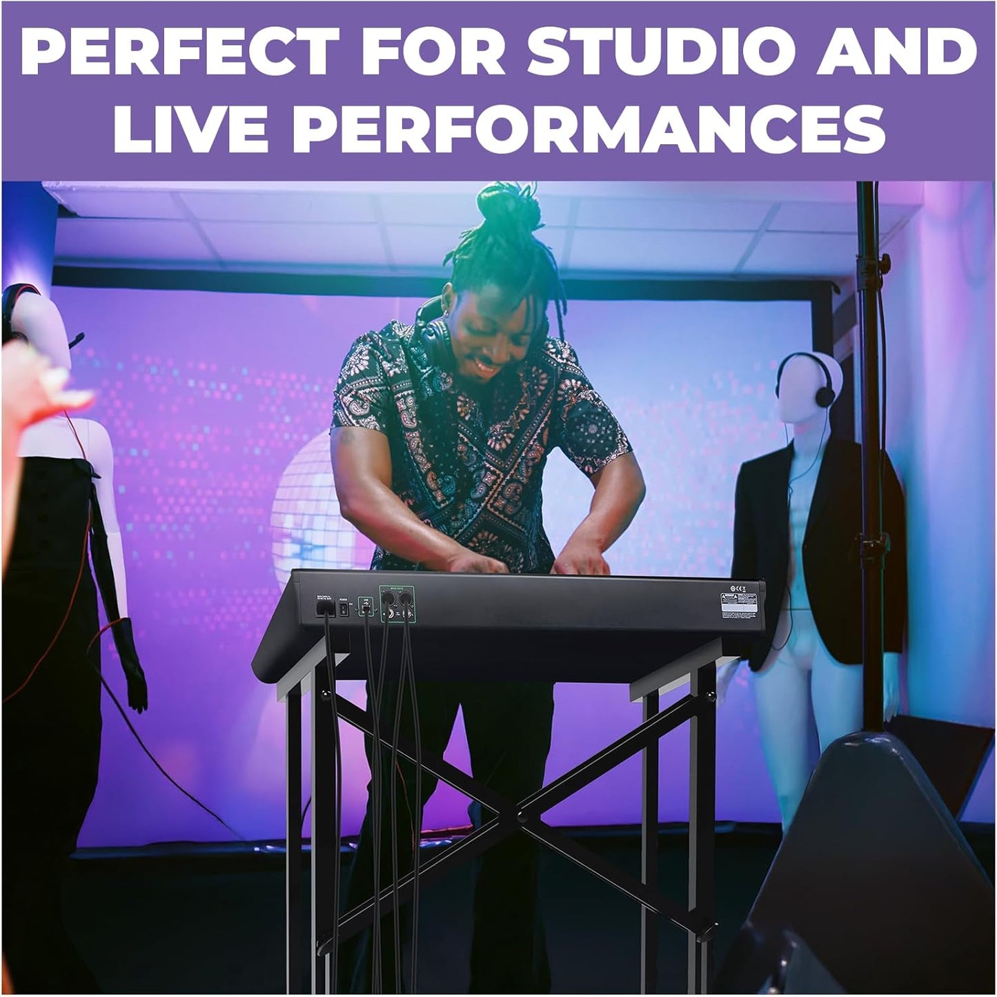 Liquid Stands Portable Audio Mixer Stand - Angled Foldable & Adjustable Studio Music Mixer Synth, MPC Stand For Drum Machines, DJ Turntables, Audio Rack Music Equipment & More