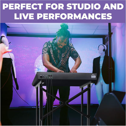 Liquid Stands Portable Audio Mixer Stand - Angled Foldable & Adjustable Studio Music Mixer Synth, MPC Stand For Drum Machines, DJ Turntables, Audio Rack Music Equipment & More