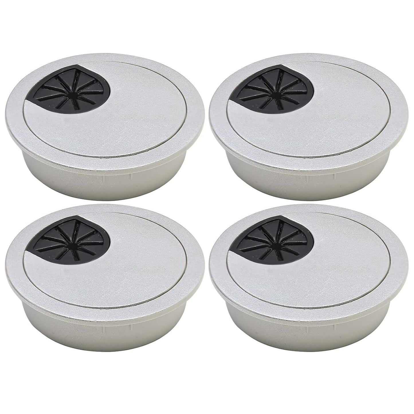 Desk Grommet 2" (50 mm), Desk Cord Hole Cover, Cable Grommet ABS Plastic, Desk Hole Grommet for Office and Home Table Cable, Detachable Cable Cord Organizer (Silver Sand 4 Pcs)