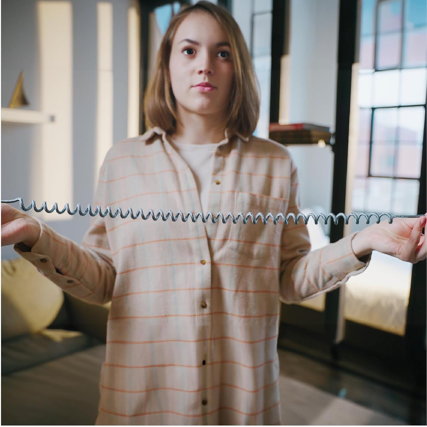 Ventev Helix 14 in Expandable iPhone Cable | Fast Charging USB-A to Lightning Cable | Coiled MFi Certified iPhone Charger Cord | No Tangle Cord, Conveniently Crafted for The Car iPhone, Gray