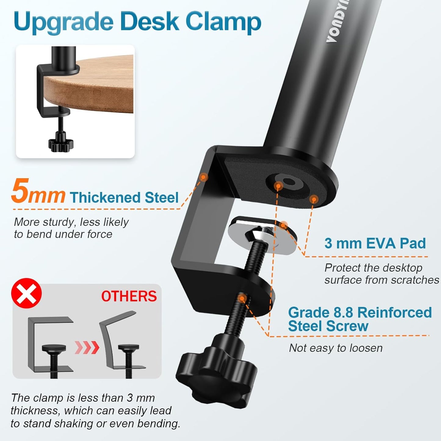 Set of 2 Studio Monitor Stands Desktop Speaker Stands Height Adjustable 12" to 18" Speaker Stands with Desk Clamp