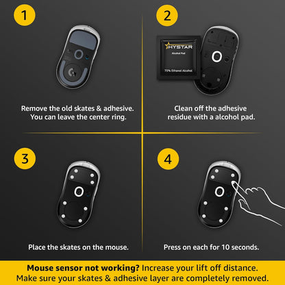 Hystar® Aero Glides | 40 Dot Mouse Skates for Glass Mousepad | High-Density PTFE | Rounded and Polished for Quiet Use