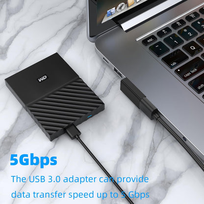 AreMe 90 Degree USB 3.0 Adapter 4 Pack, Up and Down Angle, Left and Right Angle USB A Male to Female Converter Extender for PC, Laptop, USB A Charger, Power Bank and More (Black)