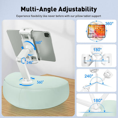 AboveTEK Tablet Pillow Stand for Bed, Hands-Free 360° Adjustable iPad Pillow Holder for Lap Reading w/Soft Bean Bag, Ideal Gift for Mom, Fits 4.7" to 12.9" Tablet, Phone, Kindle - Cyan