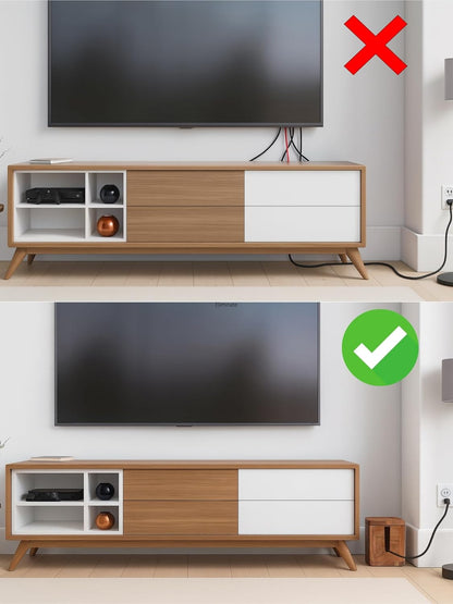 Cable Management Box & Cord Organizer- Cable Organizer for Desk, Home, Office. Hides Wires, Surge Protectors, Power Strips. Eco Friendly Mango Wood Cord Management Solution (Natural Acacia)