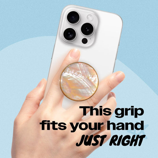 OnTheGrip Cute Natural Seashell Design Round Shape Collapsible Mobile Phone Grip Stand Holder for Smartphone Tablet Cell Phone Accessory (Crème)