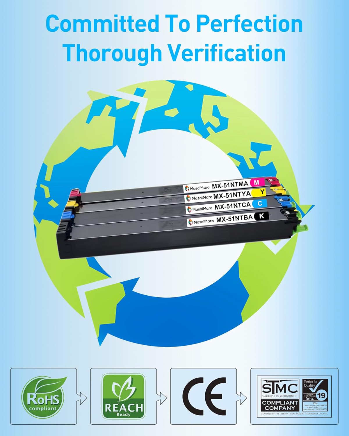 MasaiMara MX51NT MX-51NT Compatible High Yeild Toner Cartridge for Shap MX-51NTBA MX-51NTCA MX-51NTMA MX-51NTYA MX-4110N MX-4111N MX-4140N MX-4141N MX-5110N MX-5111N MX-5140N MX-5141N Printer