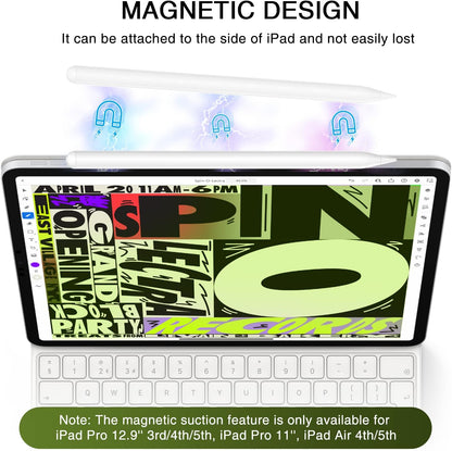 Stylus Pen for iPad 2018-2025, Fast Charging Magnetic Pencil (1st Generation) with Tilt Sensitivity & Palm Rejection for iPad Air 3/4/5/M2/M3, iPad mini 5/6, iPad 6/7/8/9/10/11, iPad Pro 11"/12.9"/M4