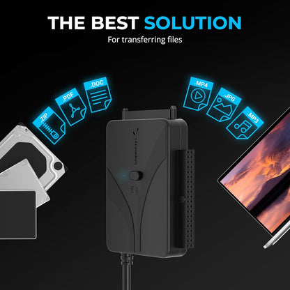 SABRENT USB Type-C to SSD/SATA/IDE 2.5/3.5/5.25-INCH Hard Drive Converter with UL Power Supply & LED Activity Lights [10TB Support] (USB-DS12)