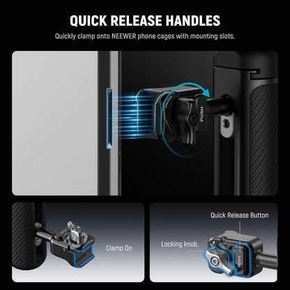 NEEWER PA082 S25 Ultra Phone Cage Holder for Recording Filming with 2X Handle, 67mm Filter Adapter, 17mm Lens Backplate, T Mount Adapter, Video Rig Stabilizer Compatible with Samsung Galaxy S25 Ultra