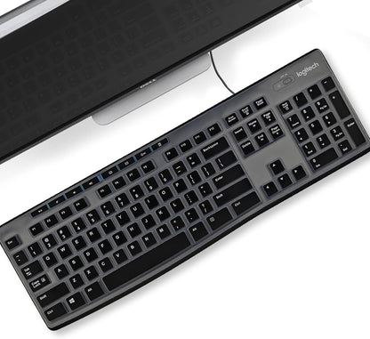 Keyboard Cover Silicone for Logitech K200 K260 K270, Keyboard Cover for Logitech K200 K260 K270 Ergonomic Wireless Keyboards, MK200 MK260 Keyboard Skin Waterproof Dustproof (Black)