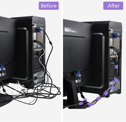 Reusable Fastening Tape Cable Ties 3/4 Inch Double Side Hook Roll (25 Yard, Purple)