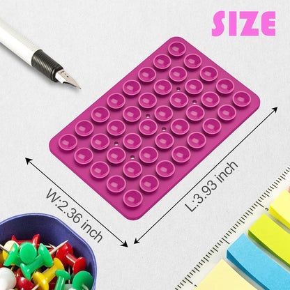 2PACK Silicone Double Sided Suction Phone Case Mount, Detachable Hands Free & Strong Grip Holder for Selfies & Videos, Compatible iPhone Android (Rose Red, 2Pack 40 Suction Cups)