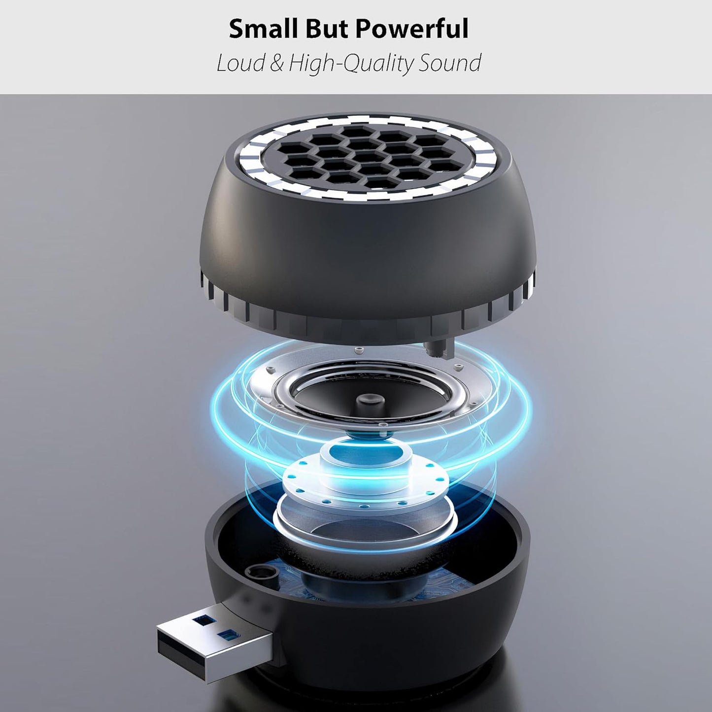 USB Mini Portable Speaker with USB Plug & Play and Bluetooth Connection, Small External Speaker for Computer/Tablet/Smartphone, Crystal Clear & Loud