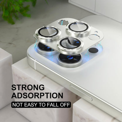 Choiche Compatible for iPhone 16 Pro/iPhone 16 Pro Max Camera Lens Protector, Bling Camera Cover with 9H Tempered Glass Lens Screen Protector Metal Ring Decoration Accessories(Silver)