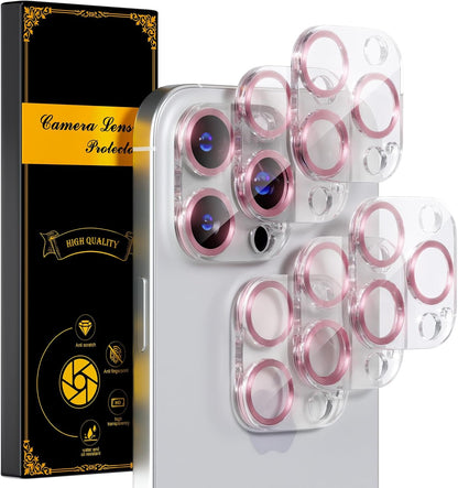 beuxece for 6 Pack iPhone 16 Pro/iPhone 16 Pro Max Camera Lens Protector [Drop Protection] [Case Friendly] [Easy Installation] 9H Tempered Glass Camera Screen Protector Cover, CD Pink