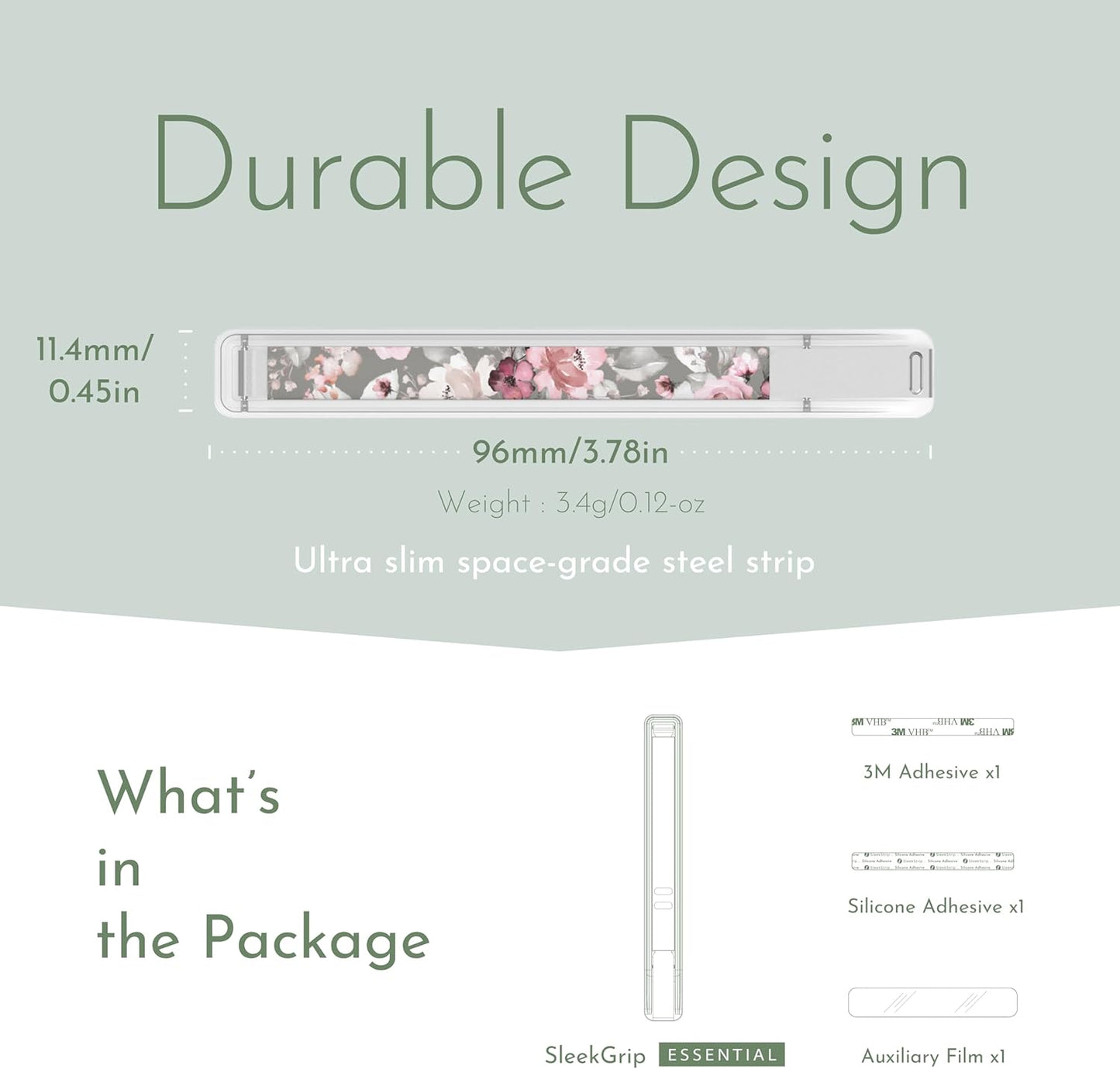 Phone Grip, Ultra Thin Cell Phone Grips Finger Holder Kickstand for Back of Phone, Loopy Case Swappable for Smartphones Wireless Chargers Car Mounts - SleekGrip Essential