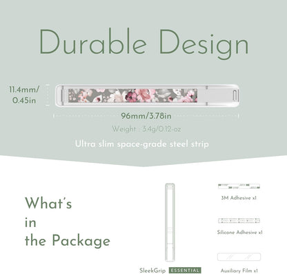 Phone Grip, Ultra Thin Cell Phone Grips Finger Holder Kickstand for Back of Phone, Loopy Case Swappable for Smartphones Wireless Chargers Car Mounts - SleekGrip Essential