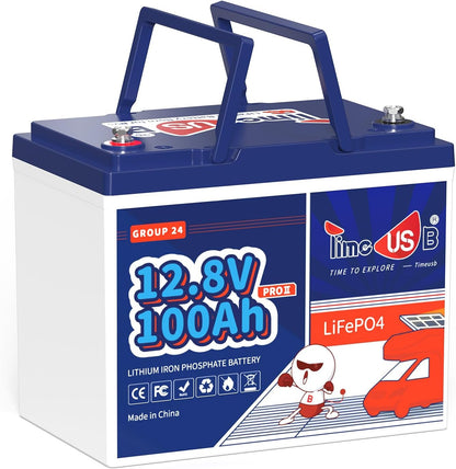 12V 100Ah Group24 Mini LiFePO4 Battery, Grade A Battery Cells, Drop-in Replacement for Lead Acid Battery, 100A BMS, Up to 15000 Cycles, Lithium Battery for RVs, Trolling Motor & Solar System