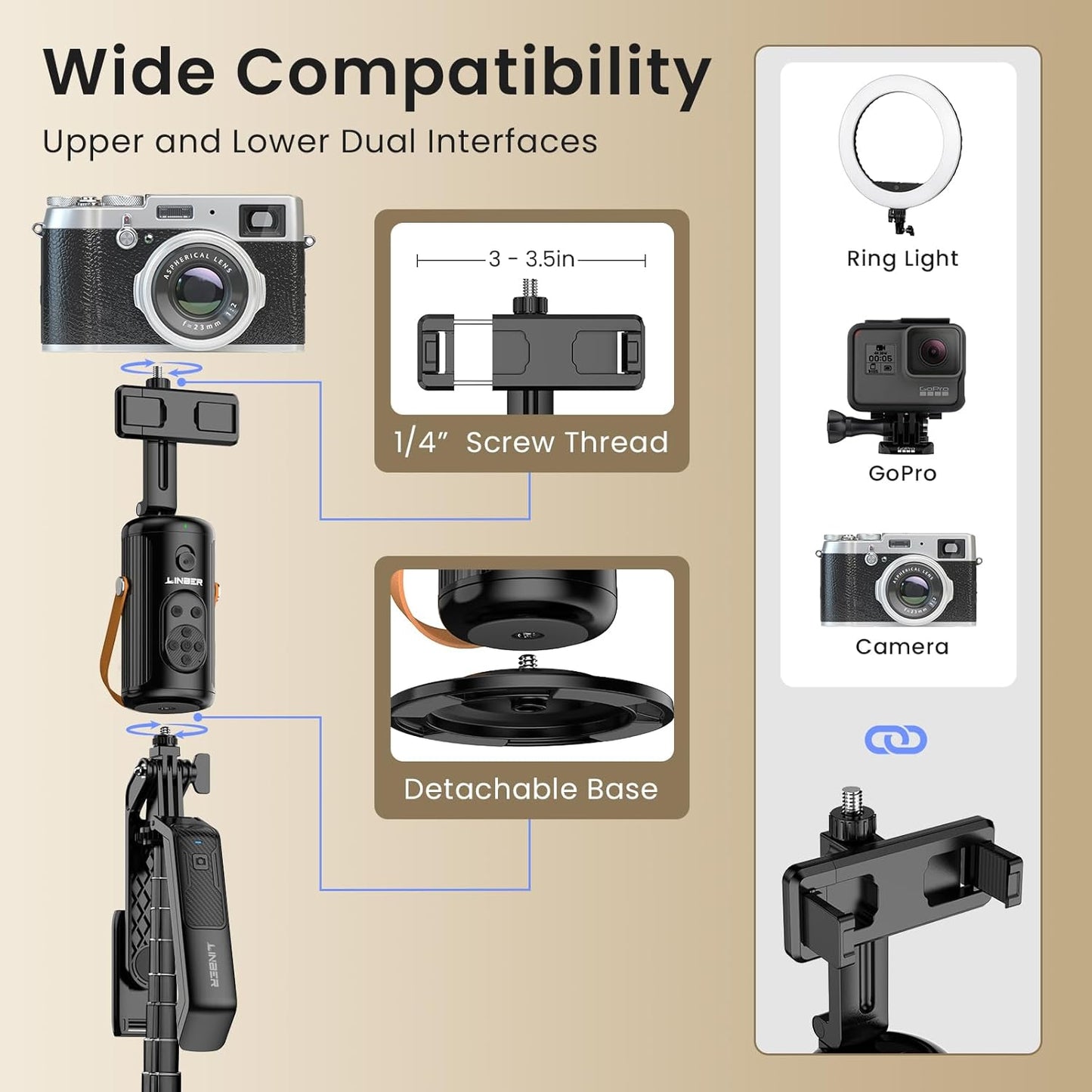 P08 Auto Face Tracking Phone Holder, No APP, 360°Rotation Phone Tracking Gimbal with Detachable Remote & 2 Fill Light, Phone Stand Gesture Control for Vlogging, Live Streaming, Video Recording