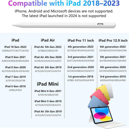 COO Stylus Pen for iPad, Button Fast Charging Pencil with Digit Indicator Light capacitive Pen (White)