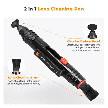 K&F CONCEPT 4-in-1 Camera Lens Cleaning Kit with Lens Cleaning Pen, Camera Air Blower, Microfiber Cleaning Cloth, Lens Cleaner Kit for Canon Nikon Pentax Sony DSLR Camera Lens Filter Cell Phones