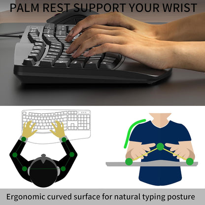 Ergonomic Keyboard, Wired Computer USB Keyboard with Wrist Rest, Spill-Resistant, Wave Keys for Natural Typing, Compatible with Windows/PC/Laptop(Black)
