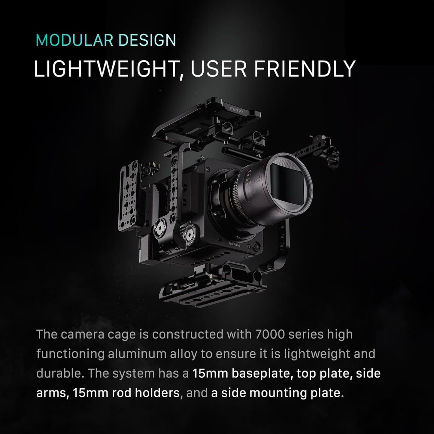 Tilta Camera Cage Compatible with Sony BURANO | Arri Rosettes, 1/4"-20 and 3/8"-16 Threads | w/Top Handle, Left/Right Side Arm, Battery Plate (Advanced Kit - V Mount)