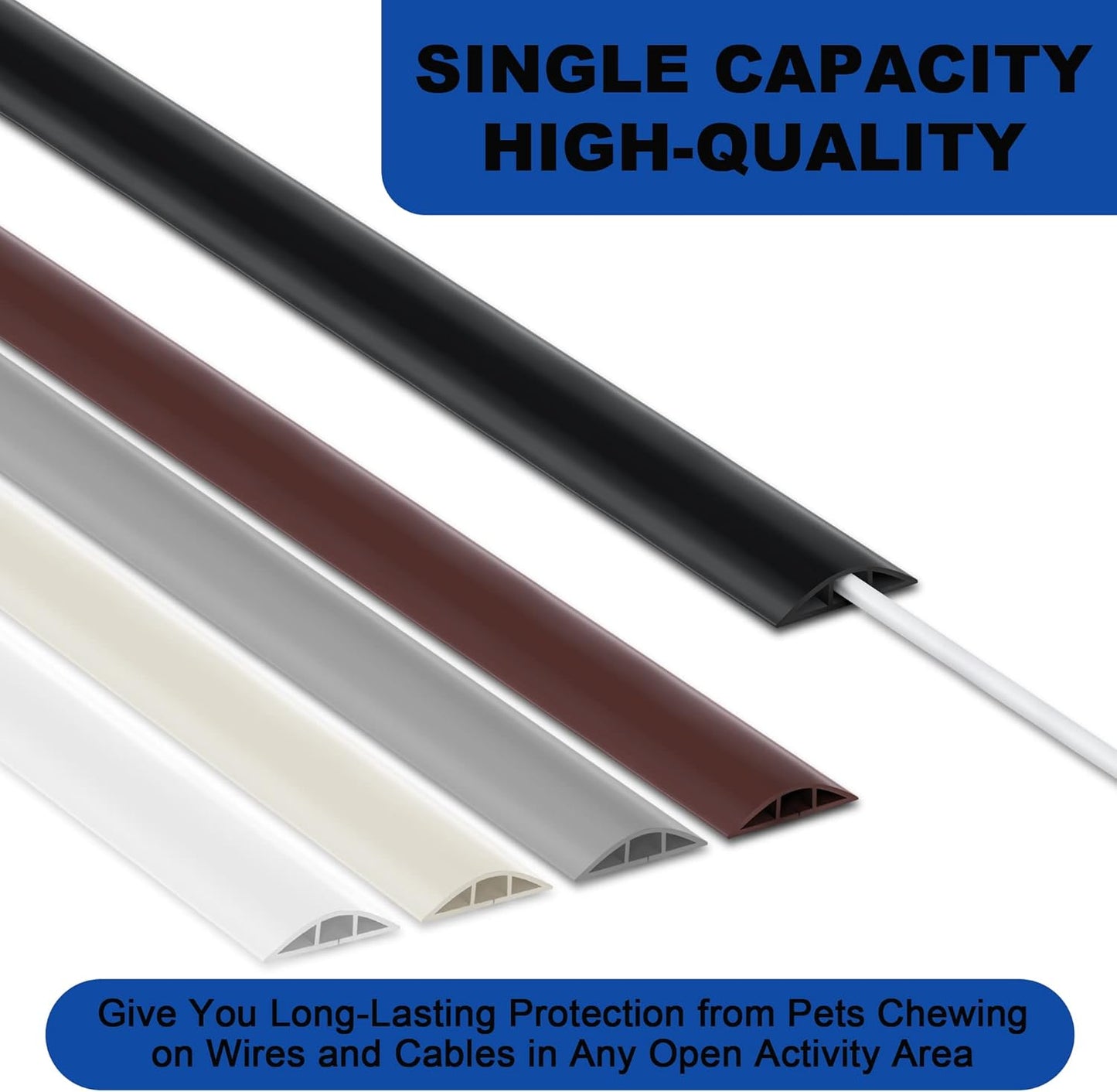 Cord Hider Floor 6ft LZEOY, Heavy Duty Cord Covers for Wires on Floor, Brown Floor Cable Management, Hide Cord Cover Floor, Electrical Cable Hider Cord Protector Floor, Cable Cavity: 0.78" W x 0.32" H