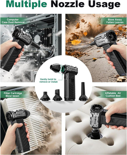 Compressed Air Duster, Ultra-Powerful Electric Air Duster, 150,000 RPM Premium Brushless Motor, for Keyboard, PC, Electronics, and All Filterse (2× Battery Pack)