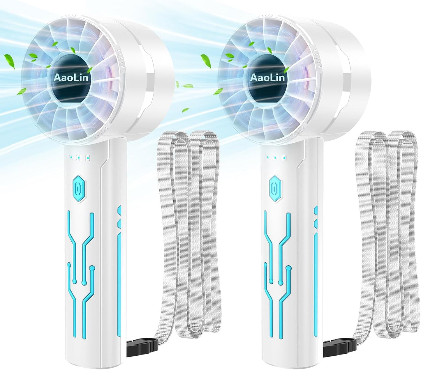 2PCS Portable High-Speed Mini Handheld Fan, USB Rechargeable Neck Personal Mini Fan(7000 Rpm High-Speed Motor, Lasts 4-16 Hours) 4-Speed Powerful Wind Fans For Summer Outdoor Traveling, Gifts For Kids