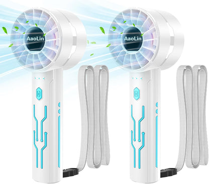 2PCS Portable High-Speed Mini Handheld Fan, USB Rechargeable Neck Personal Mini Fan(7000 Rpm High-Speed Motor, Lasts 4-16 Hours) 4-Speed Powerful Wind Fans For Summer Outdoor Traveling, Gifts For Kids