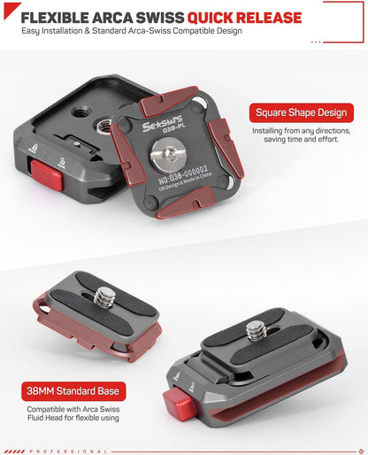IFOOTAGE Q38 Quick Release Plate, Camera Quick Release, Tripod Mount Quick Release System, QR Adapter for DSLR, Tripod, Monopod, Slider, Stablizer, Quick Release Camera Mount, Q38
