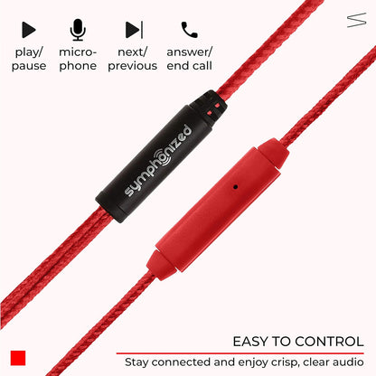 Symphonized MTRX Premium Genuine Wood In-ear Noise-isolating Headphones with Mic and Nylon Cable (Red)