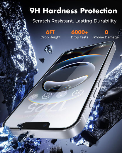 UNBREAKcable 3-Pack Screen Protector for iPhone 16e, Double Shatterproof Tempered Glass [Easy Installation Frame] [9H Hardness] [99.99% HD Clear] [Case Friendly] for iPhone 6.1 inch