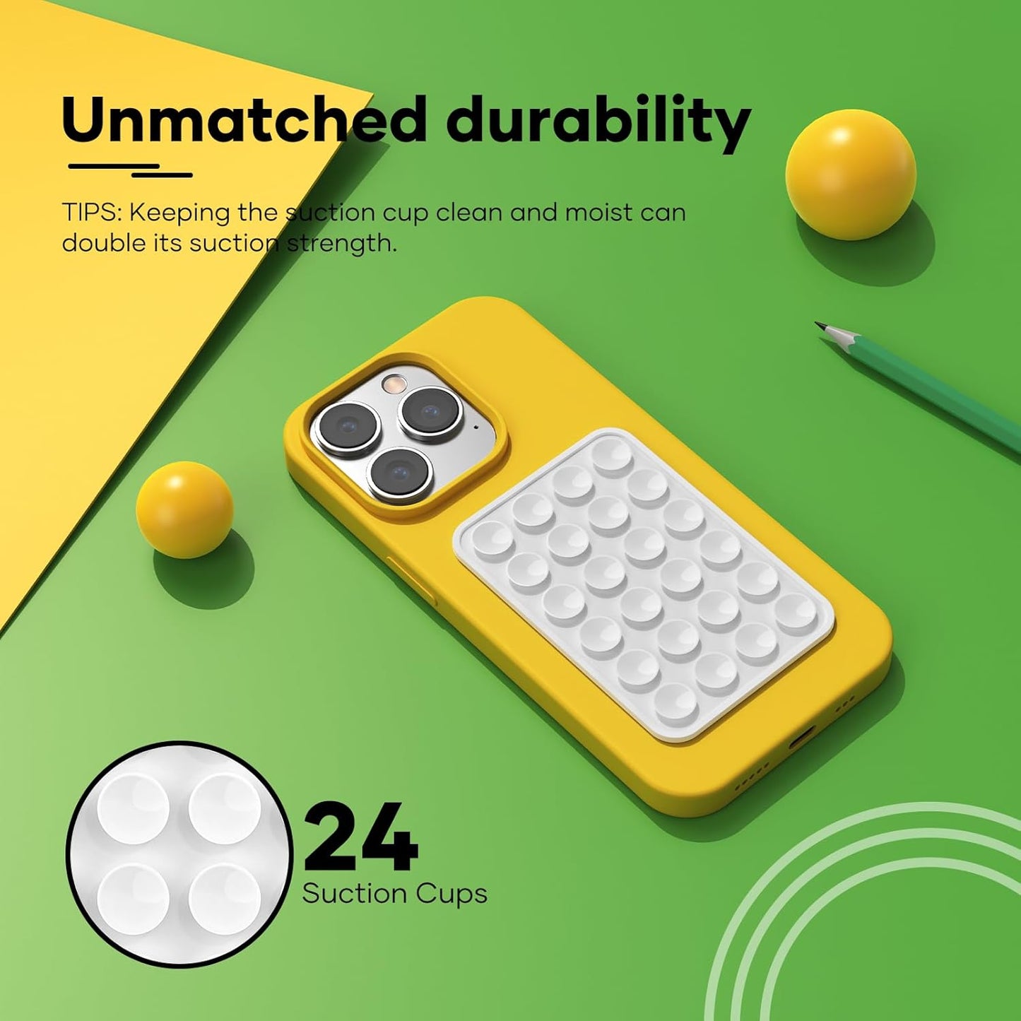 Silicone Phone Sticky Grip, Suction Phone Case Mount for iPhone and Android, Hands-Free Sticky Cell Phone Grip, Mobile Fidget Mirror Holder for Selfies and Videos