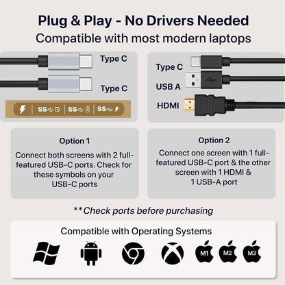 ELK 15.6" Dual Laptop Screen Extender - Laptop Bag & Cleaning Kit Included - FHD 1080P IPS - Detachable & Adjustable Monitor Extender - with Speakers - Compatible with Mac/Android/Win