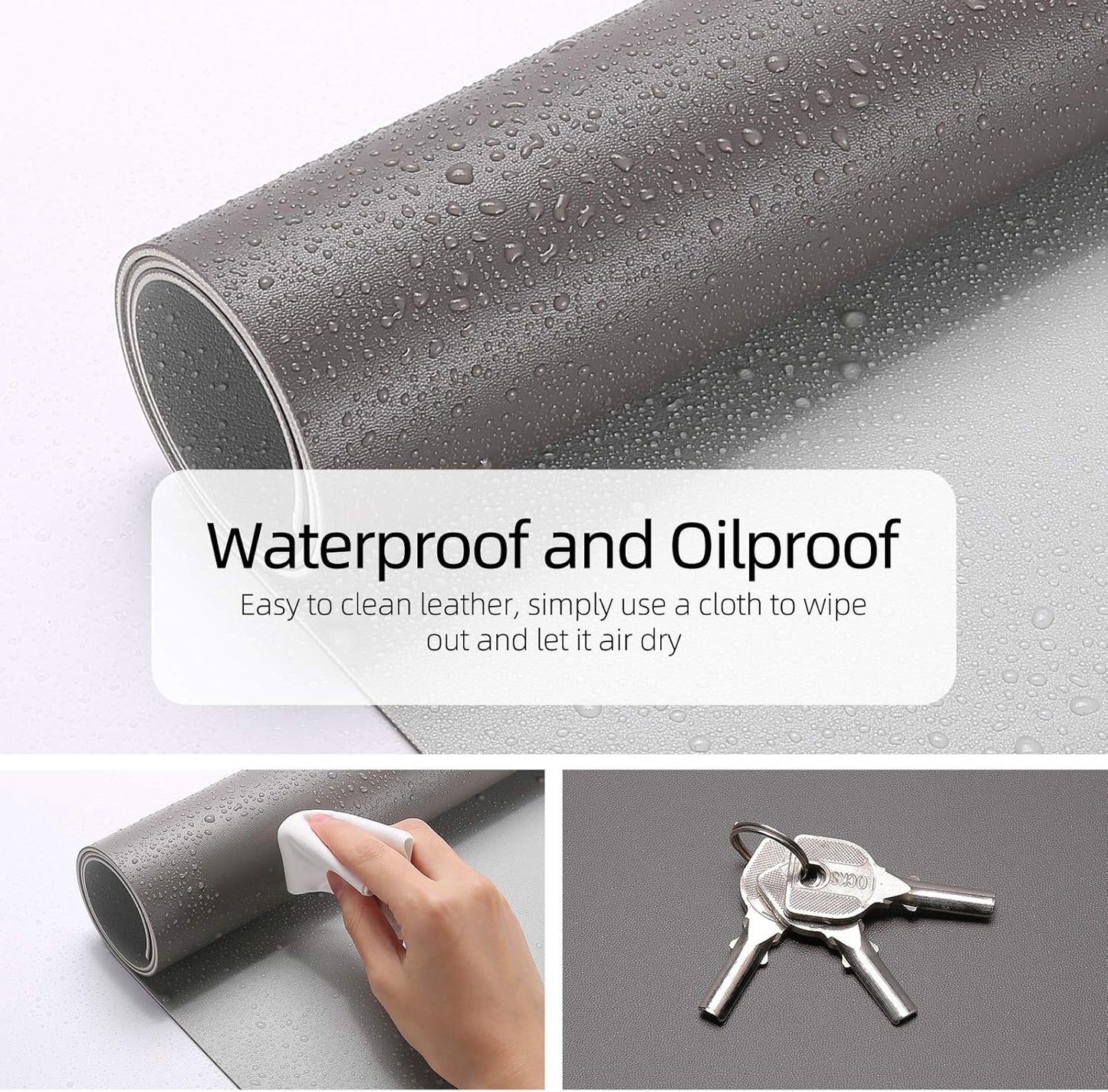 YSAGi Desk Pad, Dual-Sided Desk Mat, 31.5" x 15.7" Laptop Leather Desk Pad Protector, Large Leather Desk Blotter, Waterproof Desk Writing Pad for Office and Home (Dark Grey, 31.5" x 15.7")