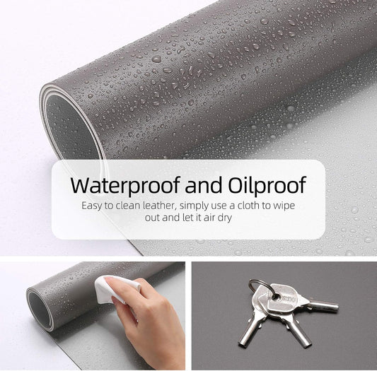 YSAGi Desk Mat, Mouse Pad,Waterproof Desk Pad,Large Mouse pad for Desk, Leather Desk Pad Large for Keyboard and Mouse,Dual-Sided Mouse Mat for Office and Home (Dark Grey, 35.4" x 17")