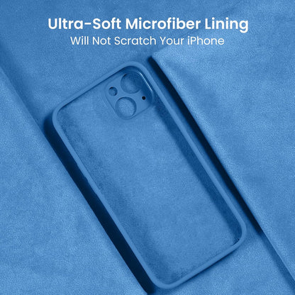 FireNova Designed for iPhone 15 Case, Silicone Upgraded [Camera Protection] Phone Case with [2 Screen Protectors], Soft Anti-Scratch Microfiber Lining Inside, 6.1 inch, Blue