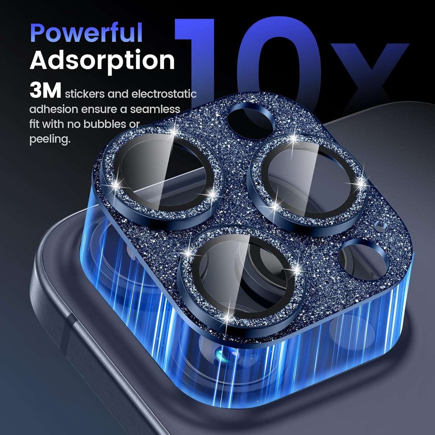 Tensea for iPhone 16 Pro/iPhone 16 Pro Max/iPhone 15 Pro/iPhone 15 Pro Max Camera Lens Protector, Metal Aluminum Alloy Tempered Glass Cover Camera Screen Protector Accessories, Case Friendly