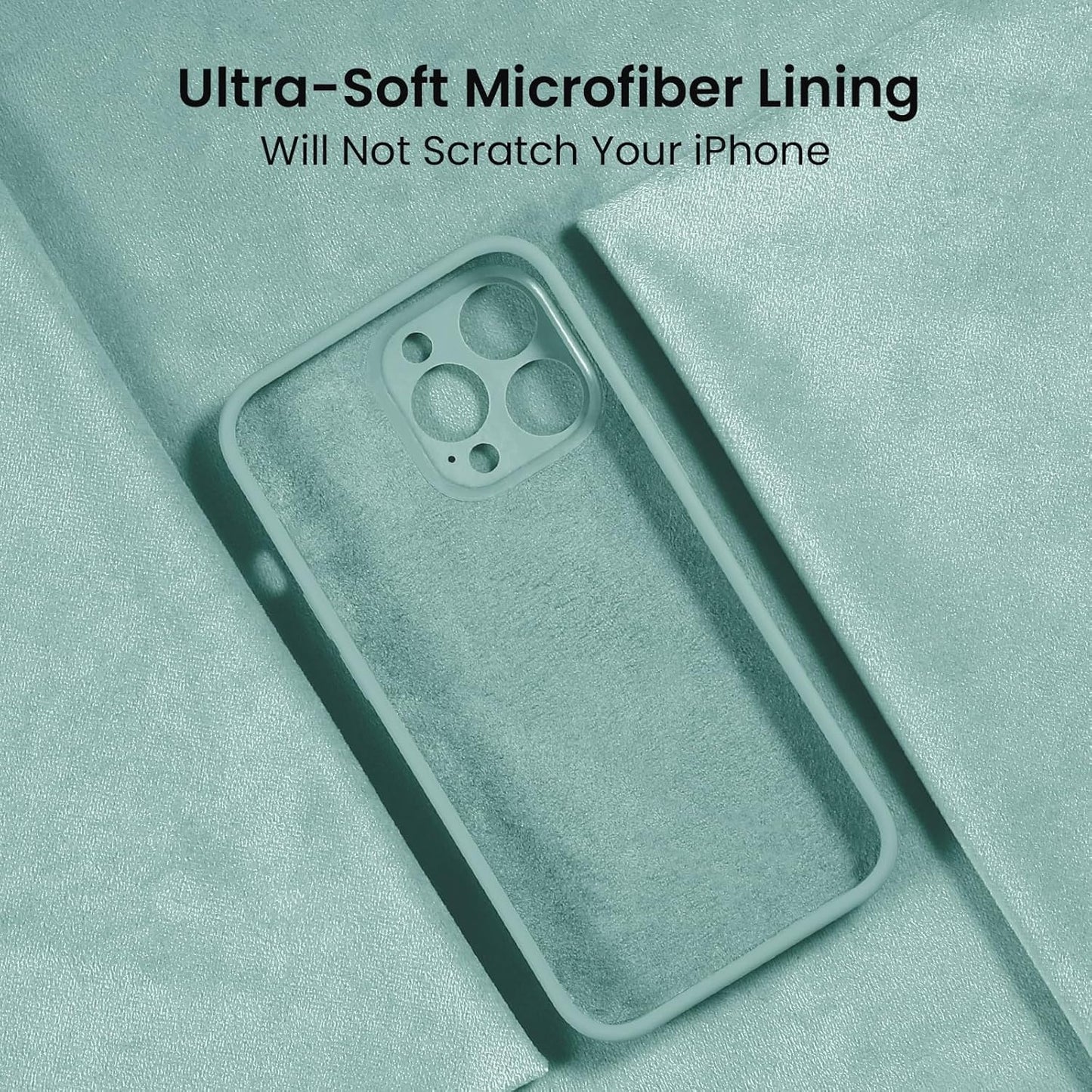 FireNova for iPhone 14 Pro Case, Silicone Upgraded [Camera Protection] Phone Case with [2 Screen Protectors], Soft Anti-Scratch Microfiber Lining Inside, 6.1 inch, Mint Green