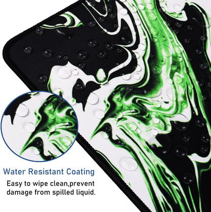 Large Extended Mouse Pad with Stitched Edges, Durable Non-Slip Natural Rubber Base, Waterproof Computer Keyboard Pad Mat for Esports Pros/Gamer/Desktop/Office/Home - Marble Green