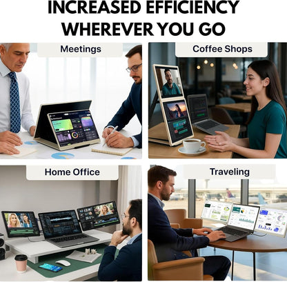 ELK 15.6" Dual Laptop Screen Extender - Laptop Bag & Cleaning Kit Included - FHD 1080P IPS - Detachable & Adjustable Monitor Extender - with Speakers - Compatible with Mac/Android/Win