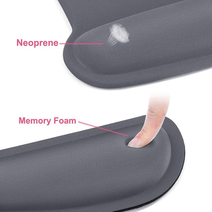 MOSISO Wrist Rest Support for Mouse Pad & Keyboard Set, Ergonomic Mousepad Non-Slip Base Home/Office Pain Relief & Easy Typing Cushion with Neoprene Cloth & Raised Memory Foam, Space Gray