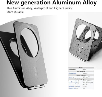 Phone Tripod Stand, Aluminum Alloy Mini Tripod Compatible with Magsafe iPhone 16/15/14/13/12 Series, Foldable Strong Magnetic Phone Stand, Mult-Angle Adjustment Selfie Stick (Mosaic Grey)