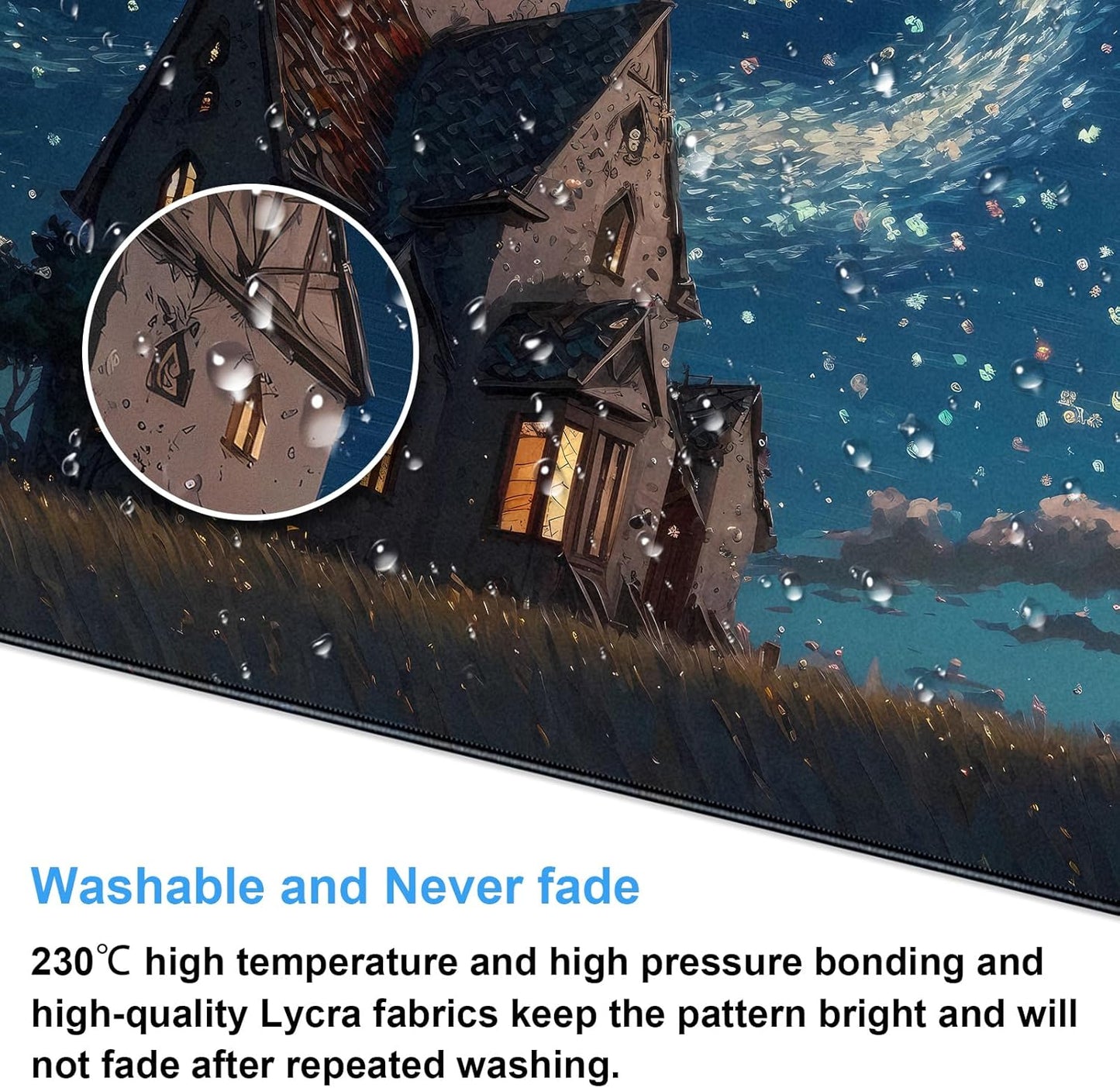 Anime Art Starry Sky Castle Desk Mat - XL Large Gaming Mouse Pad with Non-Slip Base & Stitched Edges, Washable Office Decor (31.5x15.7in)